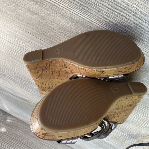 NWT Mossimo waylon cute pewter colored strappy caged wedge cork sandal Size 8.5 - Picture 4 of 14